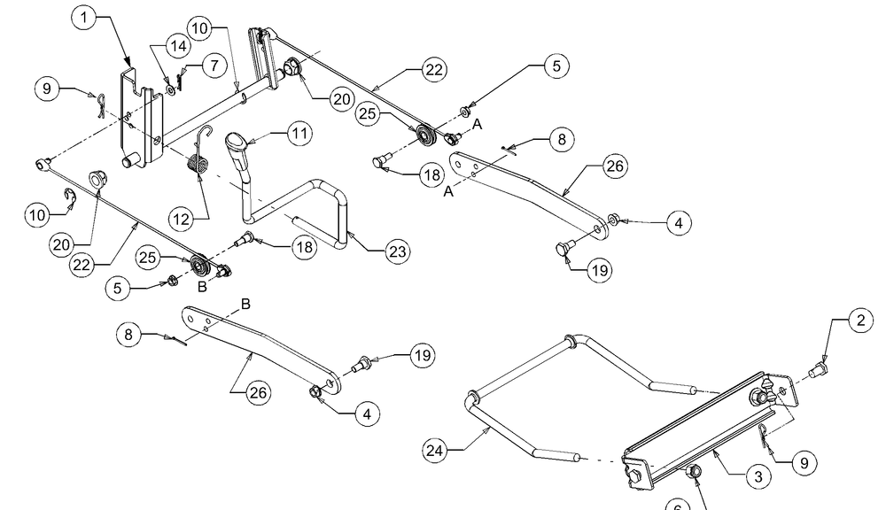 Lift Assembly Diagram and Parts List for LT1018 13AB11CG710-13AB11CG712-13AL11CG710-13AL11CG712-13AX11CG710-13AX11CG712 Cub Cadet Lawn Tractor